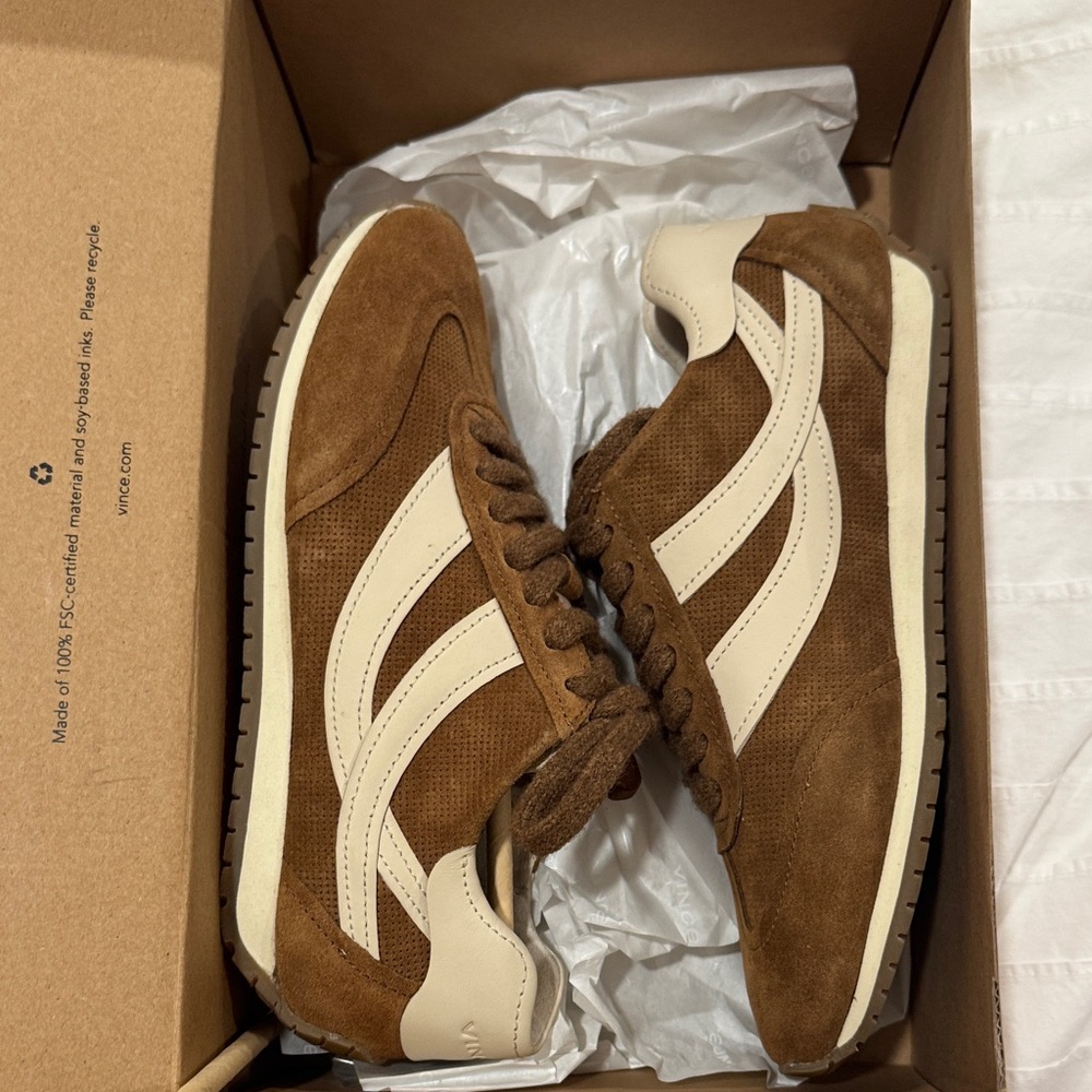 Vince Tan and White Women's Sneakers - Picture 13 of 13